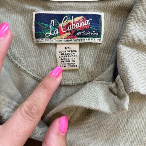La Cabana Vintage Green Polo Women’s Petite Small Vacation Golf Athletic Blouse - Picture 3 of 10